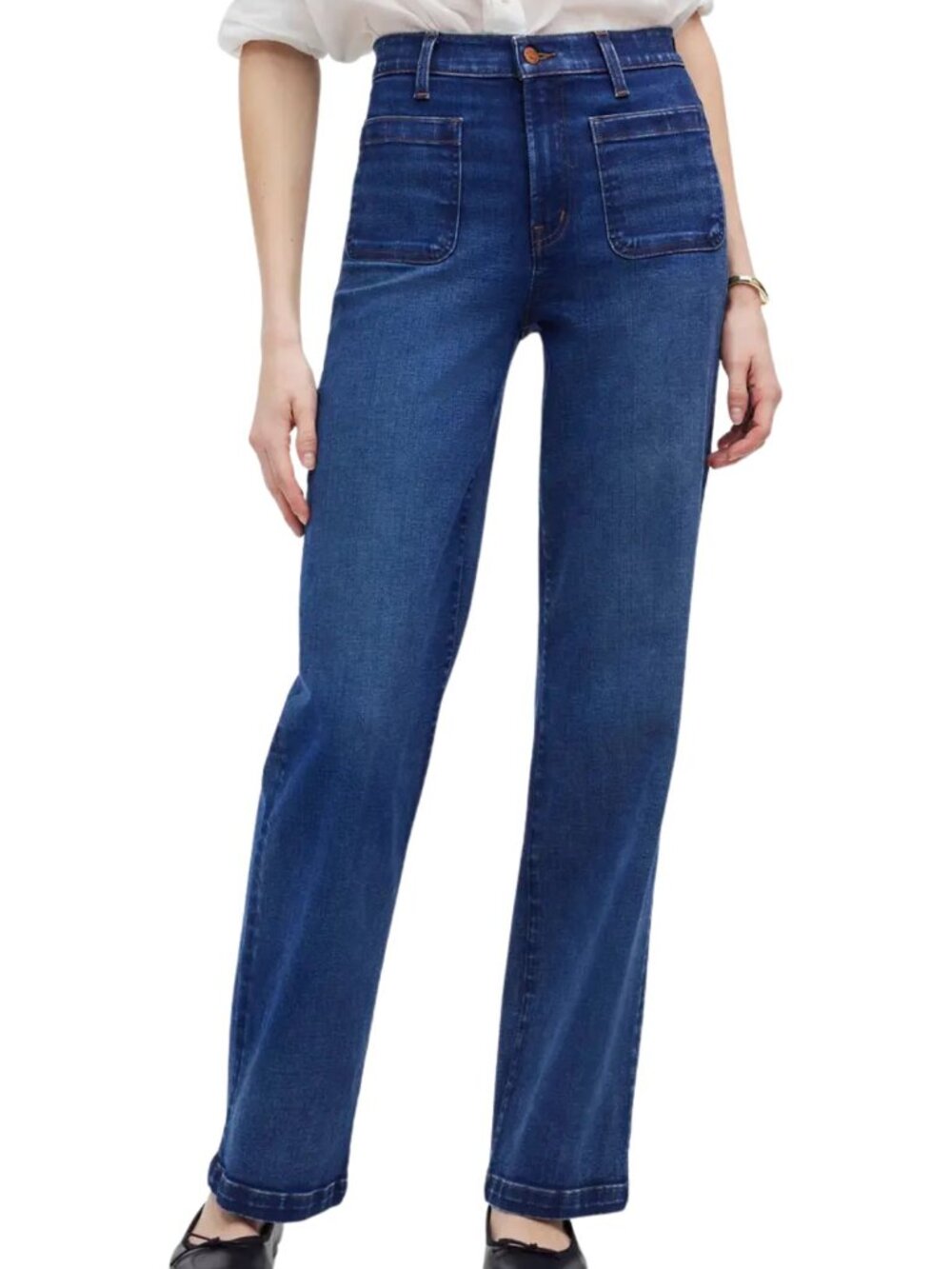 Madewell Emmett Patch Pocket Wide Leg Jean Blue Size 29 Petite - Picture 1 of 10